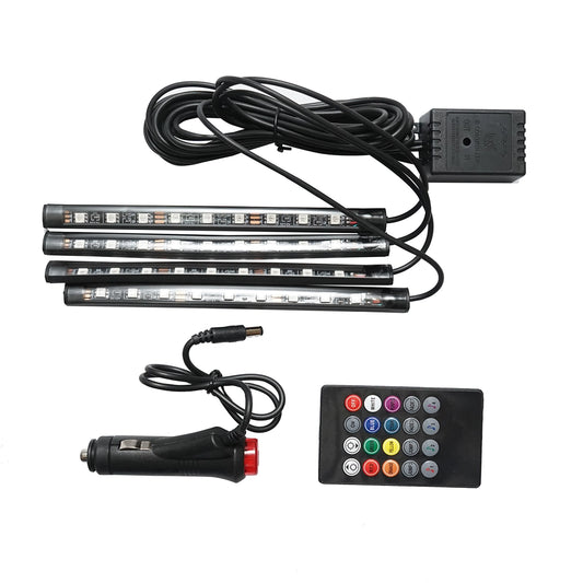 Banda LED lumini ambientale auto, control muzical, 4x26cm RGB